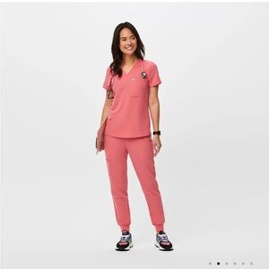 Figs Desert Rose Casma Scrub Top and High-waisted Zamora Joggers XL